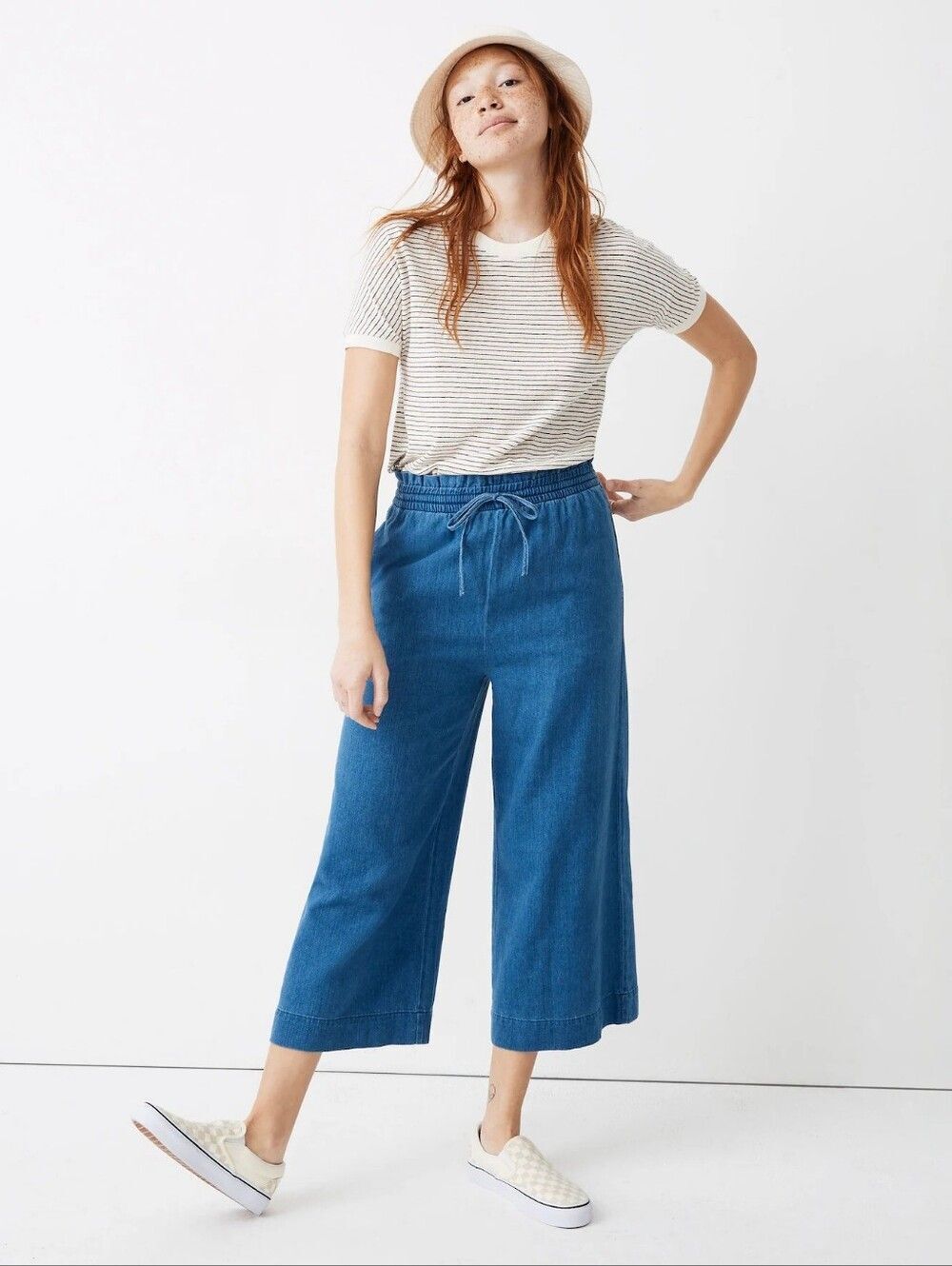 Madewell Indigo Smocked waist Wide Leg